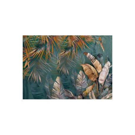 Fototapeta Tropikalne liście i piórka v2