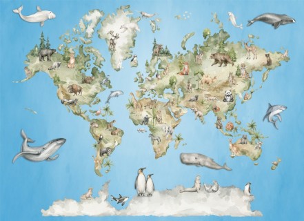 Fototapety Mapa Świata dla małych i starszych dzieci