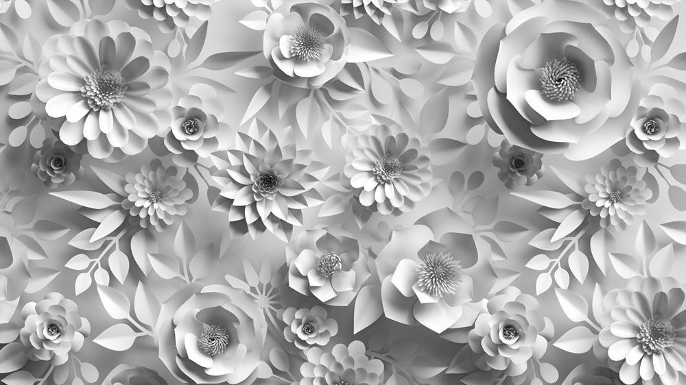 Szaro-białe papierowe kwiaty