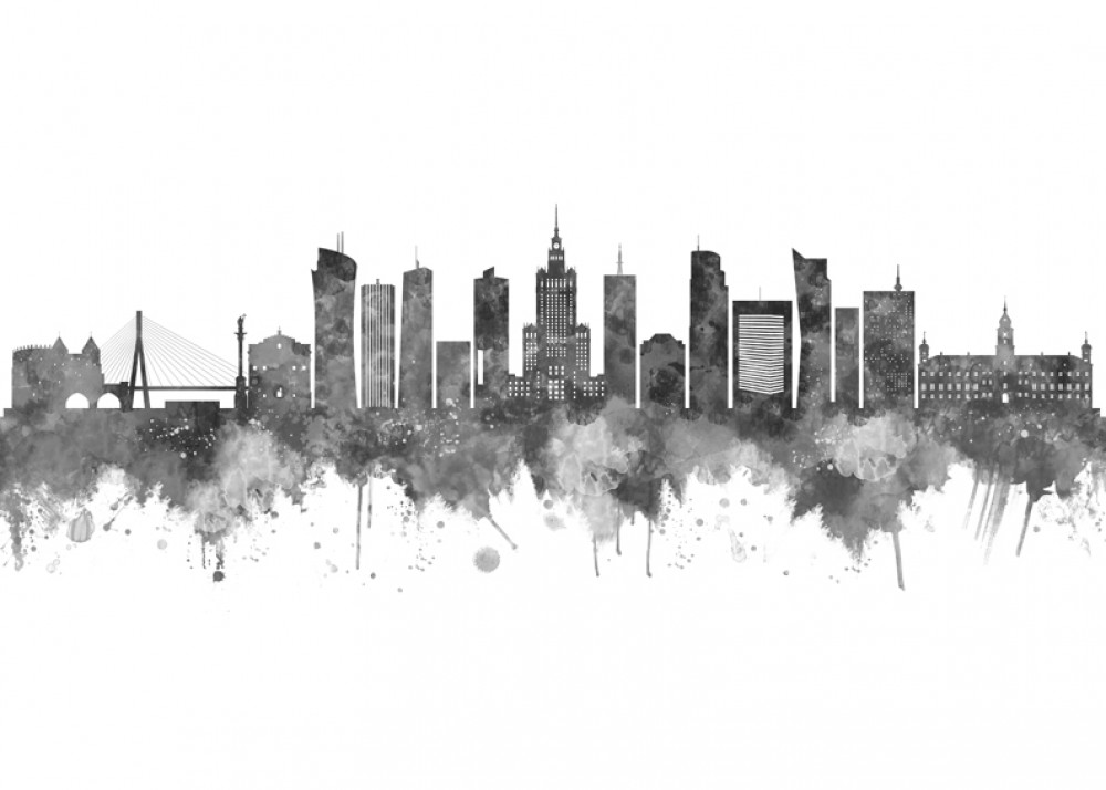 Architektura Warszawy – akwarela w czarno-bieli