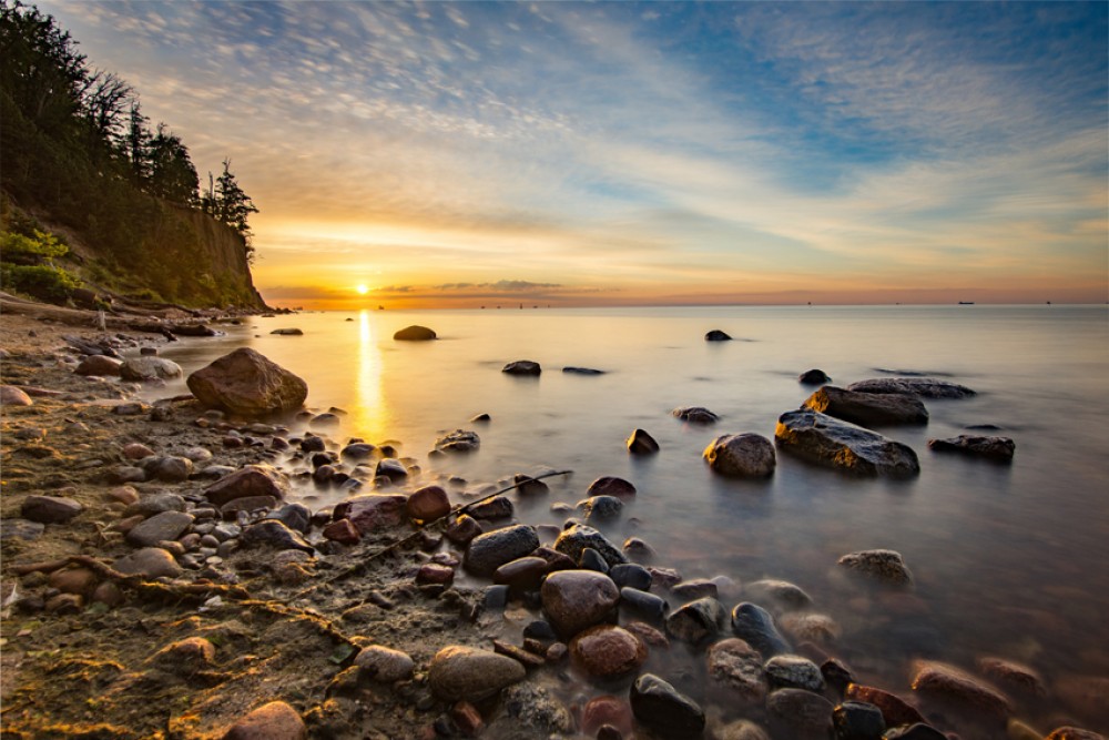 Klif w Orłowie o zachodzie słońca