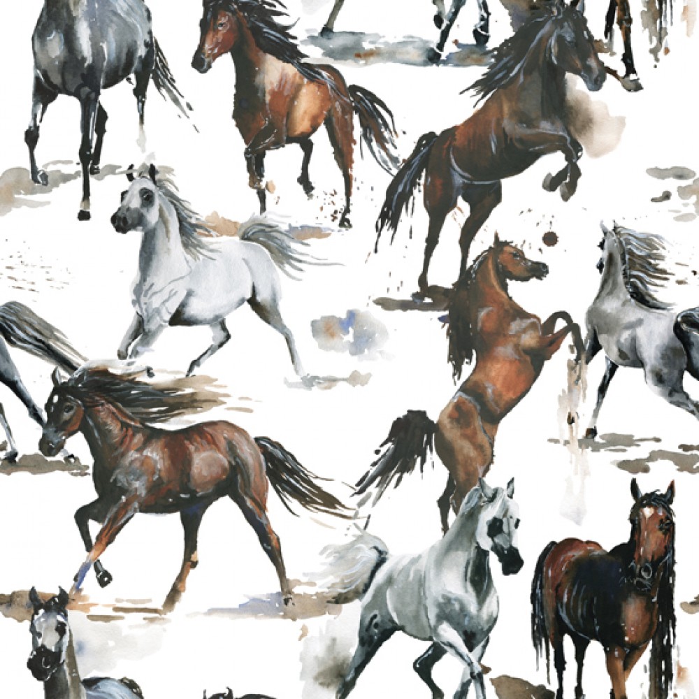 Akwarelowe galopujące konie