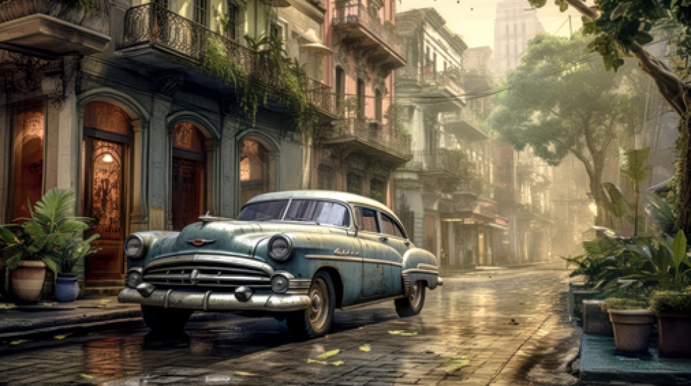 Stary amerykański klasyczny samochód na ulicach Hawany