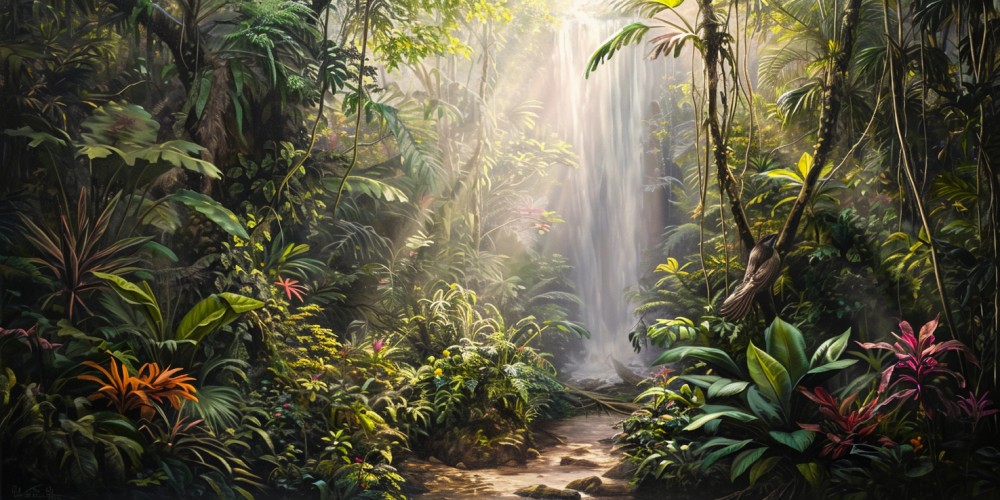 Wodospad w tropikalnym lesie