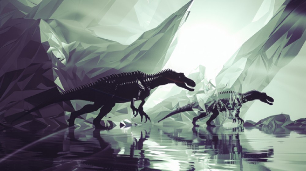 Abstrakcyjne dinozaury w odcieniach zieleni