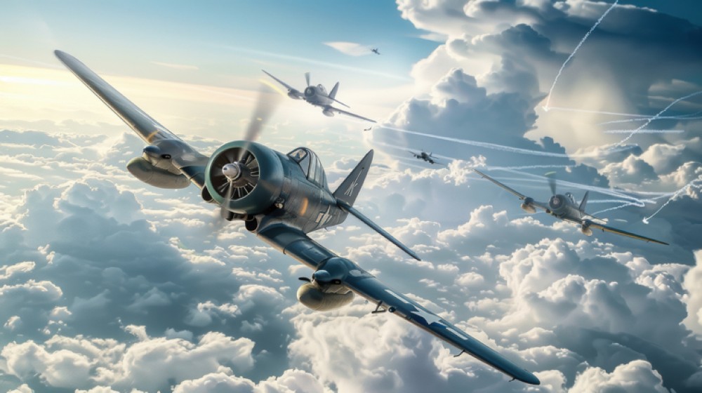 Myśliwce wśród chmur