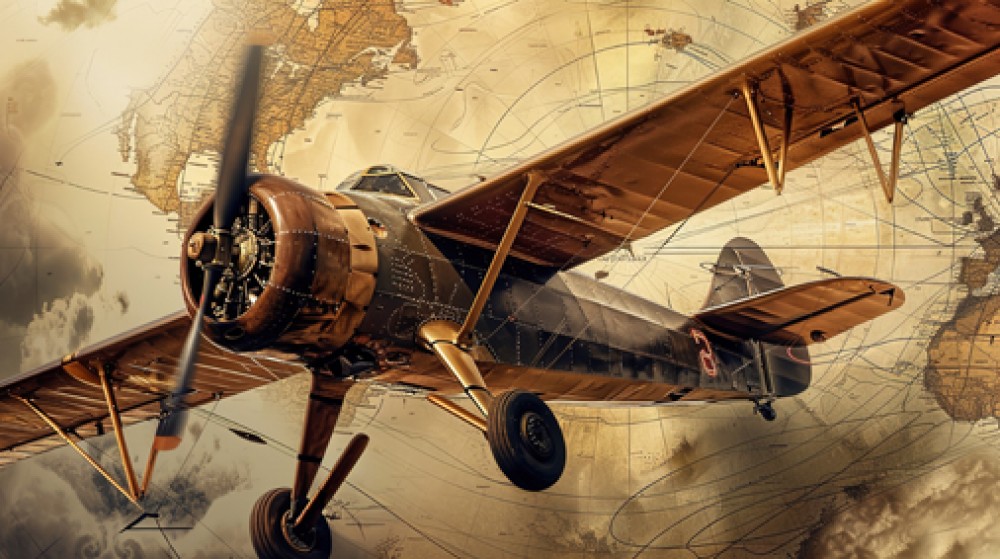 Mapa świata i samolot