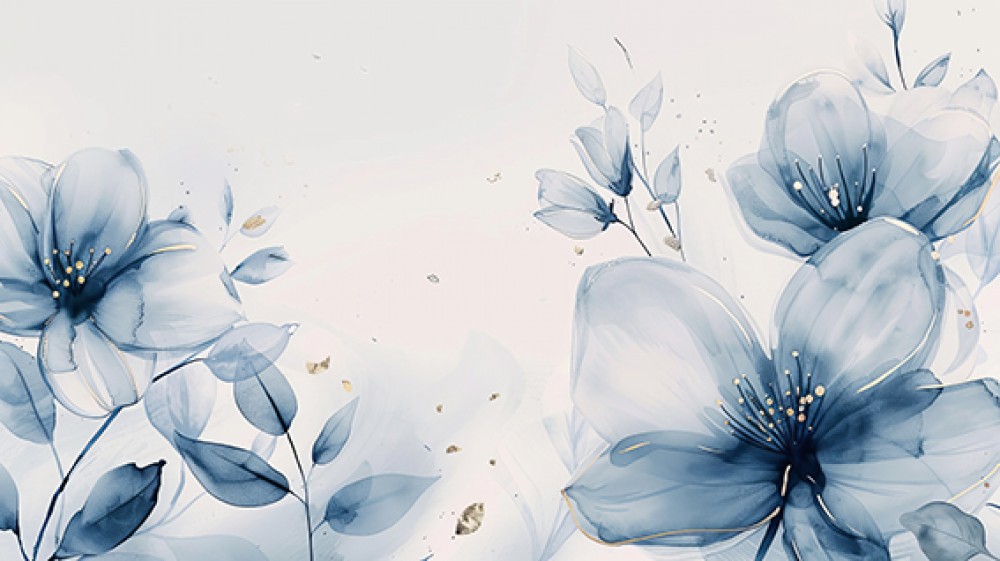 Niebieskie kwiaty ze złotymi akcentami