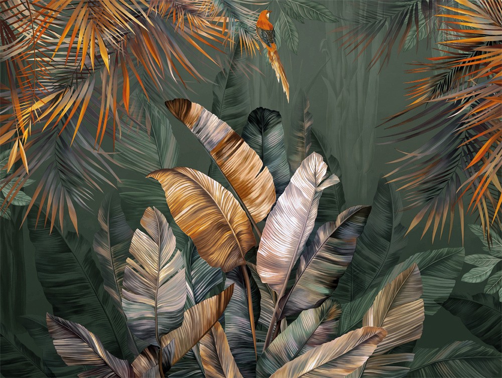 Tropikalne liście i piórka