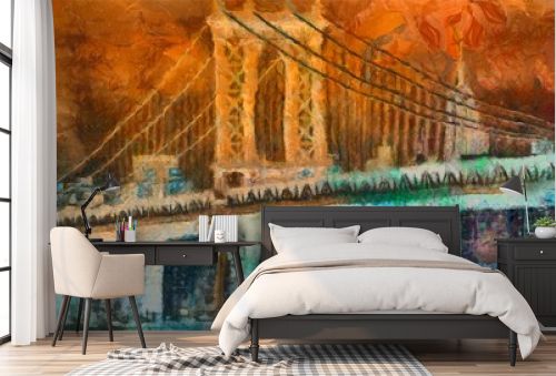 Manhattan bridge colorful painting