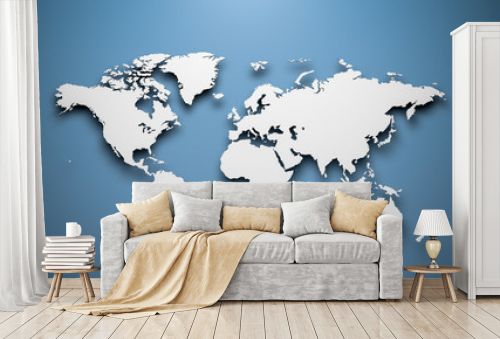 World map on blue background 