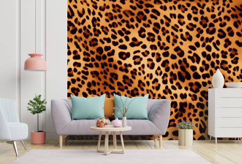 The illustration pattern of the leopard fur background. The animal printed texture. Generative AI.