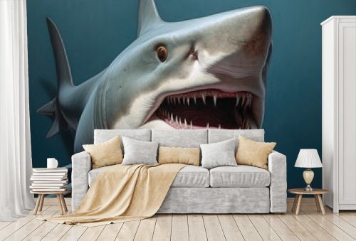 Great white shark on dark background. Close-up. Studio shot, Hamerhead shark portrait, AI Generated