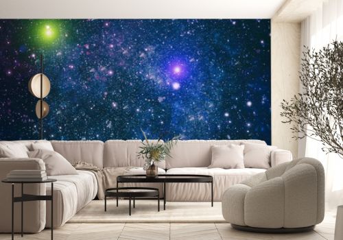 Deep space background with stardust and shining star. Milky way cosmic background.