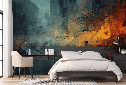 Create a chaotic and distressed abstract background inspired by underground art scenes.