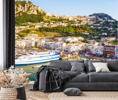 The Marina Grande and north coast of Capri Island, Italy
