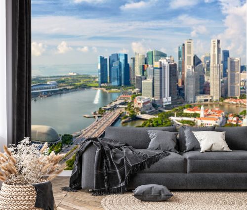 Singapore city skyline panorama, financial district and Marina Bay