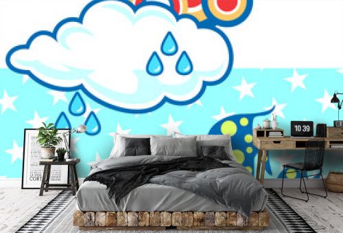 Abstract stickers designed for wallpaper print, party, and kids room decoration 