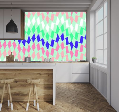 Funky Retro Abstract Zigzag Geometric Seamless Pattern Trendy Chic Colors Fashion Design