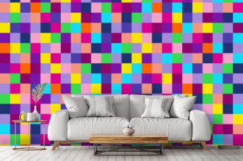 Neon colored squares abstract seamless background
