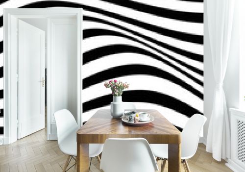 Black and White Wavy Strip Lines Background Template Design