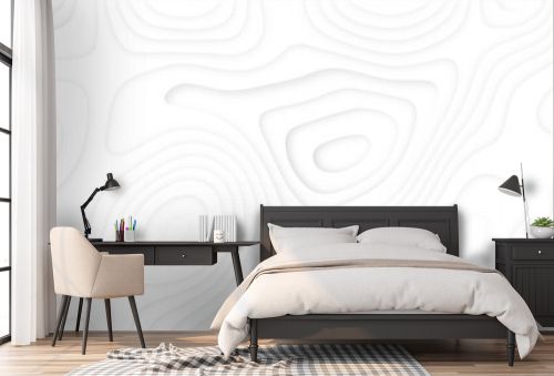 Abstract wavy line 3d paper cut white background. Topographic canyon geometric map relief texture with curved layers and shadow. Abstract realistic papercut decoration textured with wavy layers 
