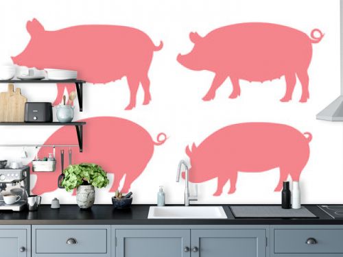 A quality pink and white vector illustration of a pig.