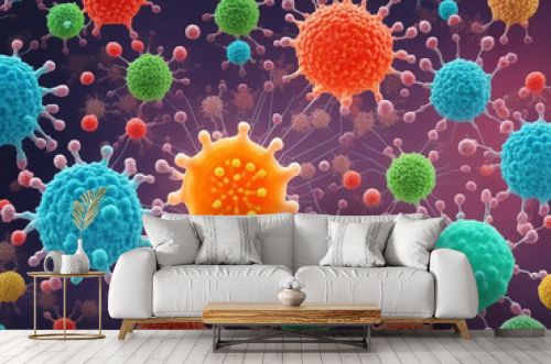 細菌やウィルスのイラスト(AI generated image)