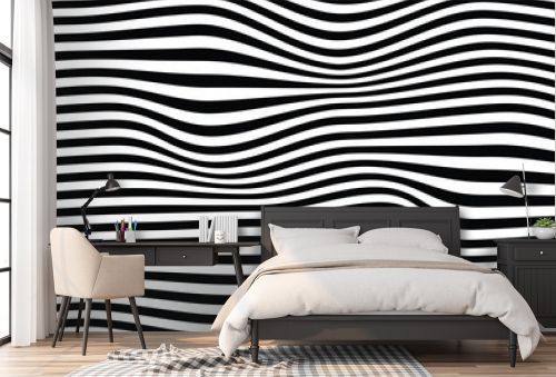 abstract seamless monochrome diagonal black wave line pattern design.