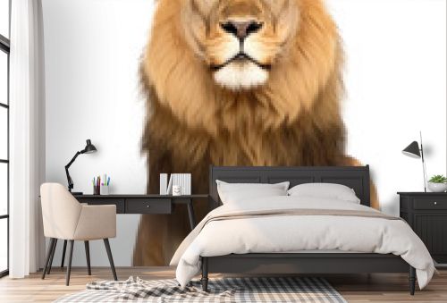 Lion Sitting Isolated on Transparent Background - Generative AI 