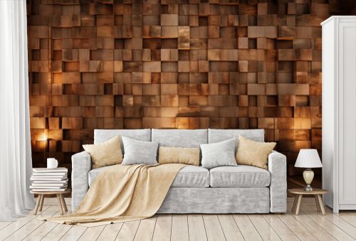 wooden abstract cube walls. generative AI
