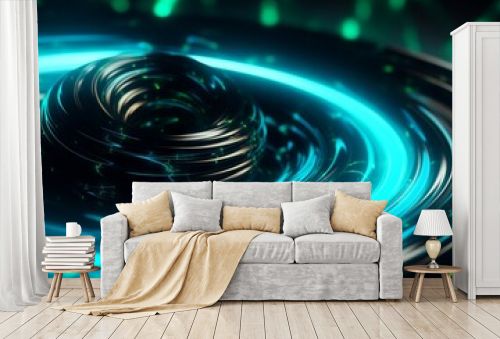 3d abstract space with neon glow and red hue