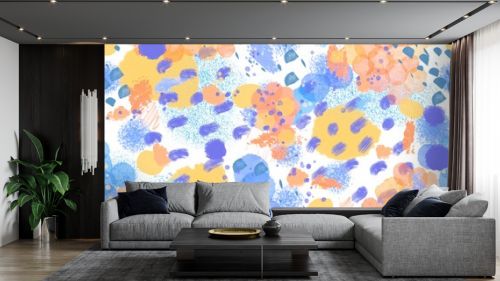 Abstract paint seamless splash ink and polka dots pattern for fabrics and wrapping paper and kids clothes print