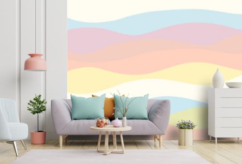 vector background curve pattern Pink alternating with blue and yellow Pastel wave pattern wallpaper