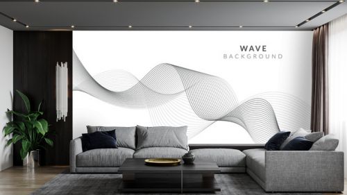 Vector data technology background. Dotted halftone waves connecting dots and lines on a white background.