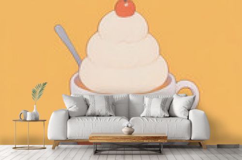 Illustration Art comic style of pumpkin spice or coffee cups with whipping cream on top