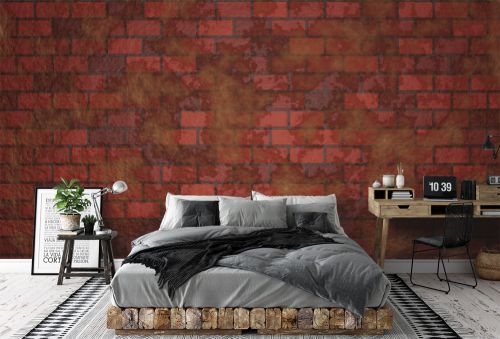 Brick wall background damaged and old reddish-brown gradient. 