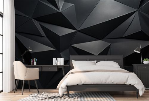 Experience the visual intrigue of a black triangular abstract background with a textured grunge surface in 3D rendering.