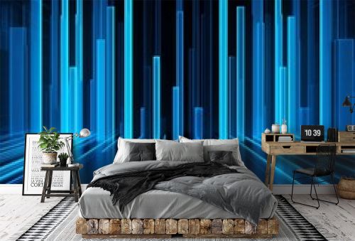 a blue lines in a room