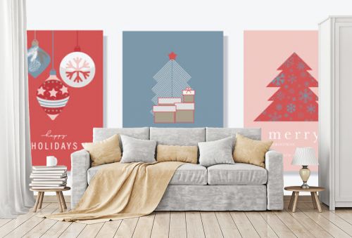 Merry Christmas and Happy New Year Card set. Vector illustrations for background, greeting card, party invitation card, website banner, social media banner, ,Happy Holidays, season's greeting