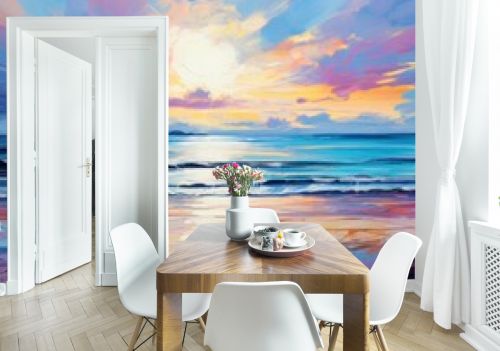 Abstract seascape in oil painting style, wall art poster