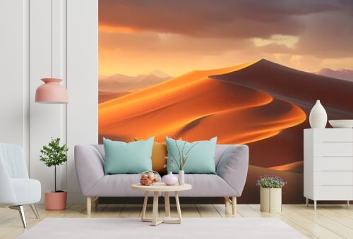Panoramic view of sand dunes in the Sahara desert, Morocco