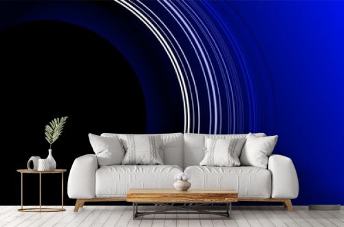 Creative repeating outline circles copy space frame over dark blue gradient presentation background