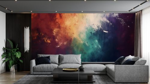 Abstract Painting of a Multicolored Rainbow