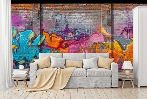 Graffiti Adorns a Wall in Vibrant Display.