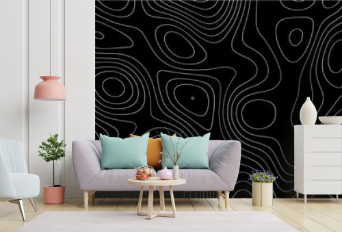 abstract white wave paper curved reliefs in black background. Topography map pattern, Geographic curved, vector illustration. seamless textrue, vintage wave. Panorama view multicolor wave curve line. 