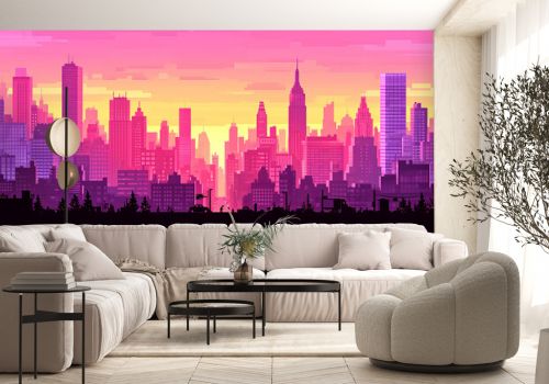 Golden Skyscrapers: A Majestic Urban Tapestry Painted by the Setting Sun