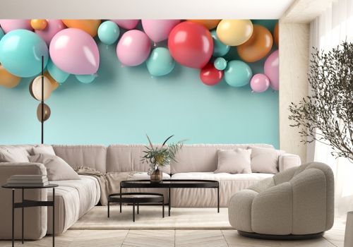 Elegant happy birthday with realistic balloons, generative ai