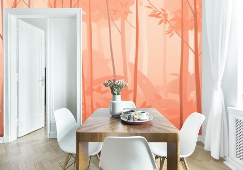 Background with bamboo forest in Peach color.
