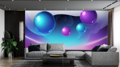 Distinctive futuristic neon orb bubble banner background 